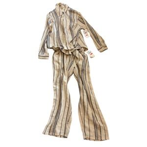 O'Neill 2 Piece Lounge Set Cotton Small Cream Striped Gauze Leni Brenda Boho